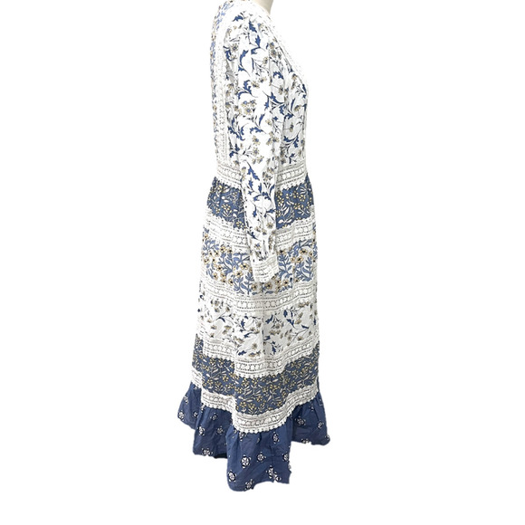 NEW Anthropologie Roberta Midi Dress Size 12 Blue Floral Bohemian - Picture 2 of 10